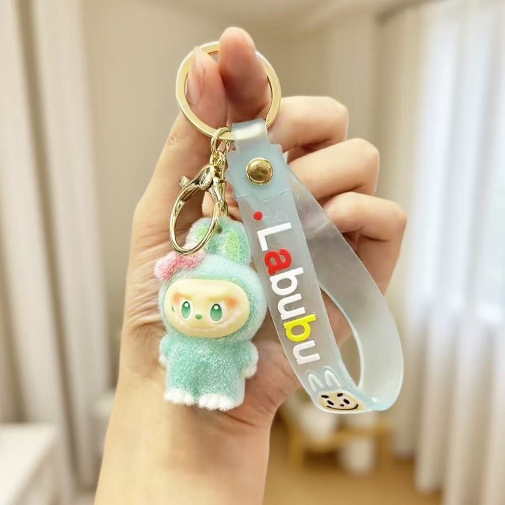 Mint Plush Keychain with Strap - Cute Card & Key Holder